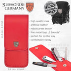 3 Swords Germany - Brand Quality 4 Piece Manicure Pedicure Grooming kit Set for Professional Finger & Toe Nail Care Tweezers File Clipper Fashion Leather case in Gift Box, Made by 3 Swords (02570)