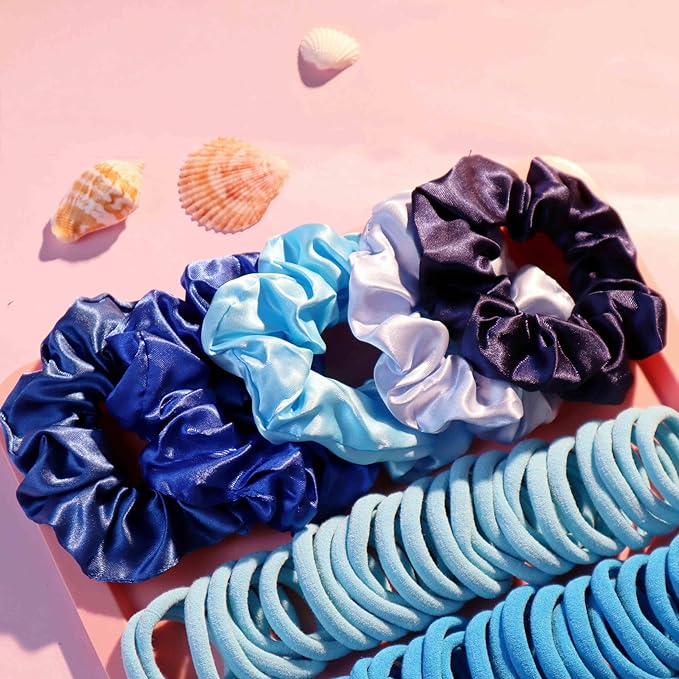 YANRONG 755PCS Hair Accessories for Woman Set Seamless Ponytail Holders Variety Hair Scrunchies Hair Bands Scrunchy Hair Ties For Thick and Curly (755PCS (Treasure Blue))