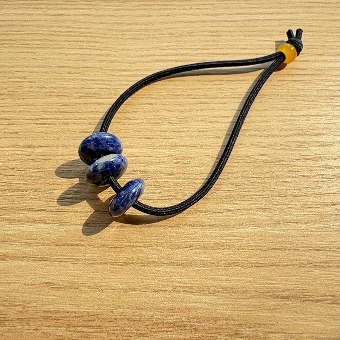 Elastic Hair Tie for Women Real Gemstone beads Ponytail Holders Hair Accessories hair elastic tie for Women Men (Blue Sodalite)
