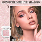 Pink Glitter Single Eyeshadow Makeup Powder Palette，High Pigment Blendable Formula Eye Make-up for Women，Neutral Eye Shadow，sombras para ojos，Longwear Waterproof，Vegan & Cruelty-Free，Eyeshadow Gift