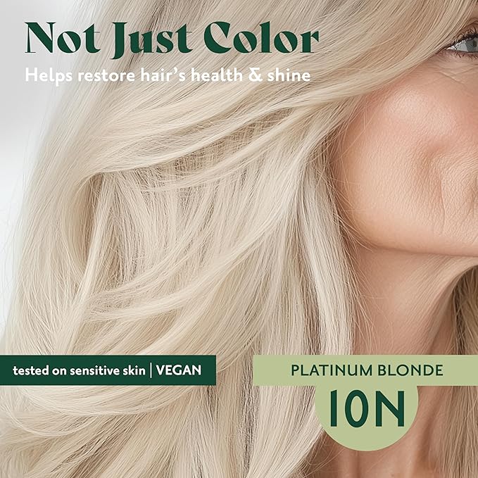 Herbatint Permanent Hair Dye For Women - 10N Platinum Blonde - For Up To 100% Gray Coverage of Resistant Gray Hair - Ammonia-Free, Alcohol-Free & Vegan - Salon Influenced Hair Color 5.75 fl oz