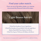 eSalon Permanent Hair Color & Hair Dye Complete Kit - Personal Colorist Kit for Up To 100% Gray Coverage for All Hair Types - Professional-Grade Ammonia-Free Hair Dye (Light Brown Ash 6A)