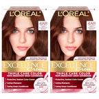 L'Oreal Paris Excellence Crème Permanent Hair Dye, Triple Care Hair Color with Pro-Keratine Complex for 100% Gray Hair Coverage, 4AR Dark Chocolate Brown, 1 Kit (Pack of 2)