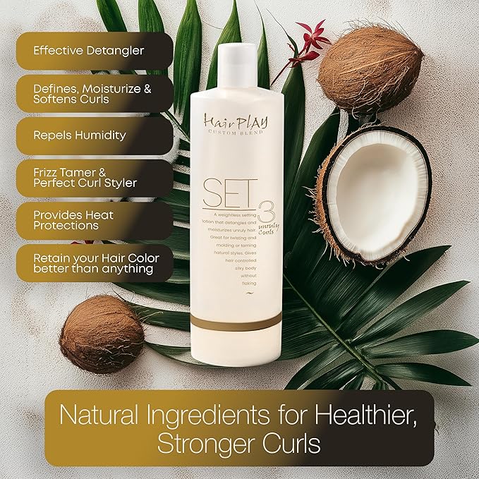 HairPlay Set #3 Hair Foam Mousse - Extra Hold Styling Foam for Frizz Control - Moisturizing Mousse for Frizz Control - Curl Defining Foam for Wavy Hair - Refill Hair Mousse Bottle - 16 Fl Oz