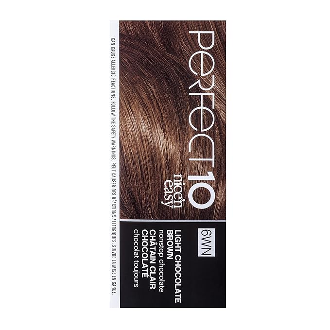 Clairol Nice'n Easy Perfect 10 Permanent Hair Dye, 6WN Light Chocolate Brown Hair Color, Pack of 2