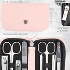 3 Swords Germany - brand quality 8 piece manicure pedicure grooming kit set synthetic leather case light pink - Made in Germany