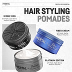 Immortal NYC Hair Styling Cream Pomade Platinum Edition - Mens Water Based, No Residue Hair Balm - All Natural Pomade -Strong Firm Hold - Gel for All Hair Types