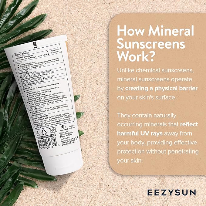 Mineral SPF 50 Sunscreen | Infused with Aloe Vera | Vegan and Cruelty-Free | Hawaii 104 Reef Act Compliant | Broad Spectrum with UVA/UVB Protection | Natural & Non-Oily | 3.3 FL OZ