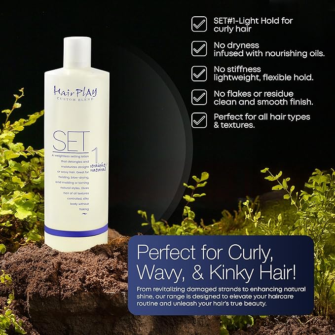 Hair Play Set #1 Hair Foam Mousse - Light Hold Styling Foam for Frizz Control - Volume Mousse for Fine Hair & Natural Straight Hair- Lightweight & Non-Greasy - Refill Hair Mousse Bottle - 16 Fl Oz