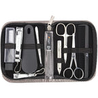 3 Swords Germany - brand quality 10 piece manicure pedicure grooming kit set for professional finger & toe nail care tweezers file clipper fashion leather case in gift box, Made by 3 Swords (01603)