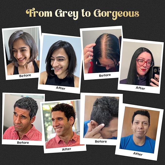 Herbishh Hair Color Shampoo for Gray Hair – Natural Hair Dye Shampoo – Colors Hair in Minutes – Lasts Up To 3-4 Weeks – 500ML – 3-In-1 Hair Color – Colors, Cleanses, and Conditions (Black)