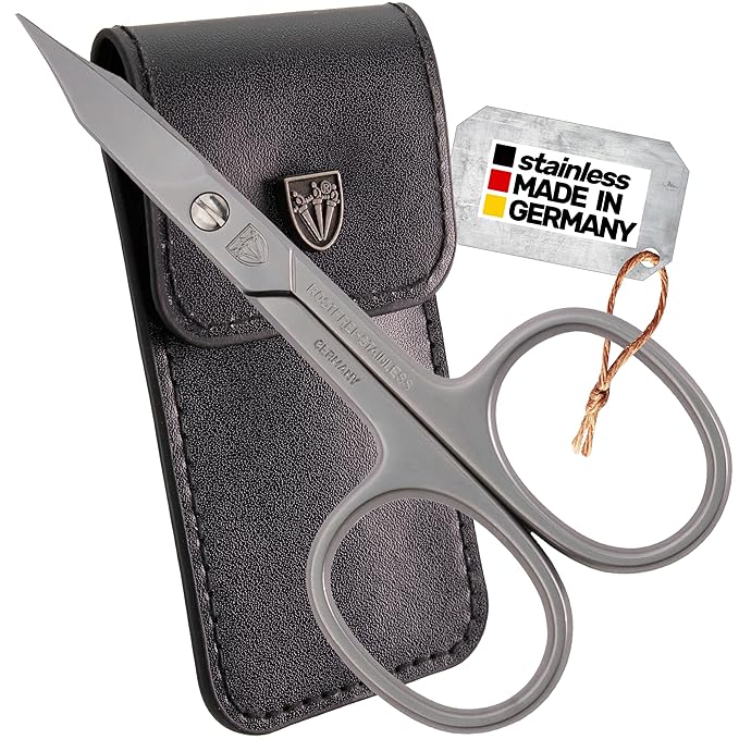 3 Swords Germany - brand quality STAINLESS STEEL INOX CURVED COMBINED CUTICLE & NAIL SCISSORS (1 PIECE) with case for manicure pedicure - nail care by 3 Swords - Made in Germany