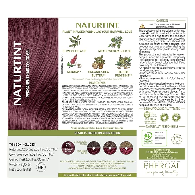 Naturtint 7M Mahogany Blonde Permanent Hair Color (Pack of 1), Ammonia Free, Vegan, Cruelty Free, up to 100% Gray Coverage, Long Lasting Results (Packaging may vary)