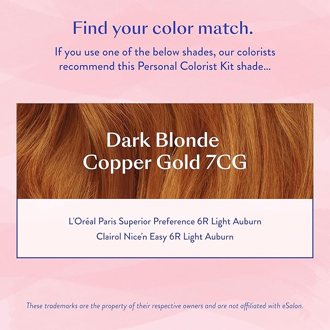 eSalon Permanent Hair Color & Hair Dye Complete Kit - Dark Blonde Copper Gold - Personal Colorist Kit for Up To 100% Gray Coverage for All Hair Types - Professional-Grade Ammonia-Free Hair Dye