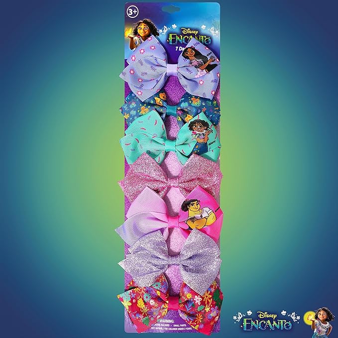 Disney Encanto Hair Bow Clips Bundle - 4 Inch Alligator Clips with Different Images, Ages 3+