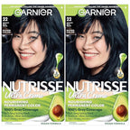 Garnier Hair Color Nutrisse Nourishing Creme, 22 Intense Blue Black (Mulberry) Permanent Hair Dye, 2 Count (Packaging May Vary)