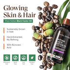 Kreyol Essence - Haitian Black Castor Oil for Skin and Hair, Glass Bottle - Cold Pressed | Hexane Free | Fuller-Looking Hair, Natural Humectant, Lavender Hibiscus. 2 Fl Oz