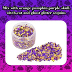Halloween Face Glitter Gel,Orange Purple Skull Pumpkin Body Glitter Face Paint,Chunky Giltter for Face Body Hair,Kid’s Colorful Shimmering for Party Rave Music Festival Carnival Makeup