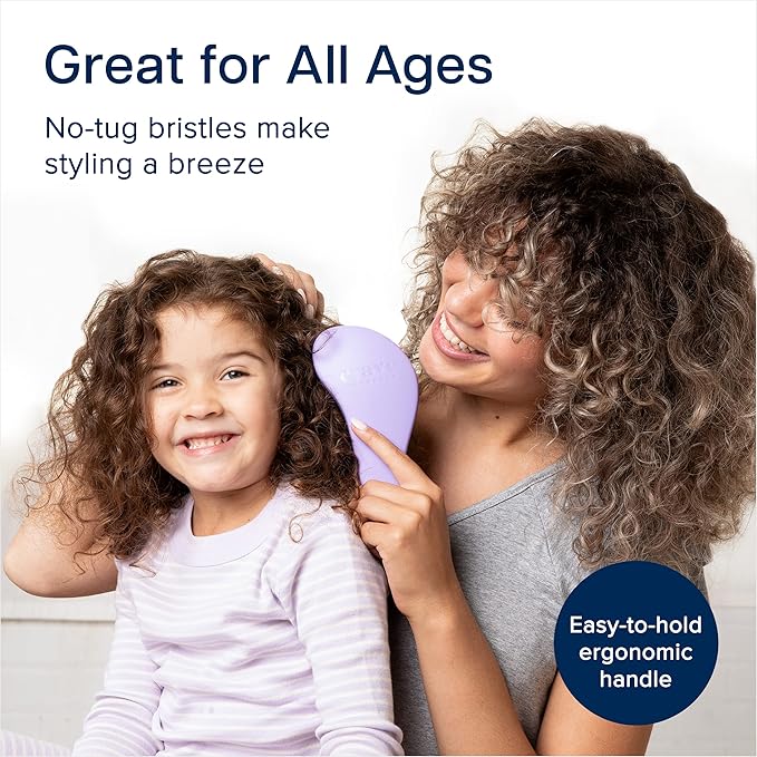 Crave Naturals Glide Thru Detangling Brush for Adults and Kids - Detangler Brush for Curly or Straight, Wet or Dry Hair - Gentle on Tangles Hair Comb - 7.5x3-Inch, Turquoise and Purple (Pack of 2)