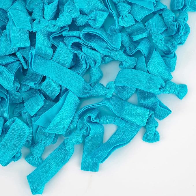 MEEDEE 100 Pack Blue Hair Ties For Women No Crease Soft Elastic Ribbon No Damage Blue Hair Ties Knotted Ouchless Hair Ribbon Yoga Hair Ribbons Elastic Bracelets