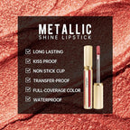 Red Lipsticks for Women Metallic Lipstick Long Lasting Non Stick Cup Lip Gloss, Shimmer Lightweight Hydrating Full Coverage Lip Color, DP116 Expectation