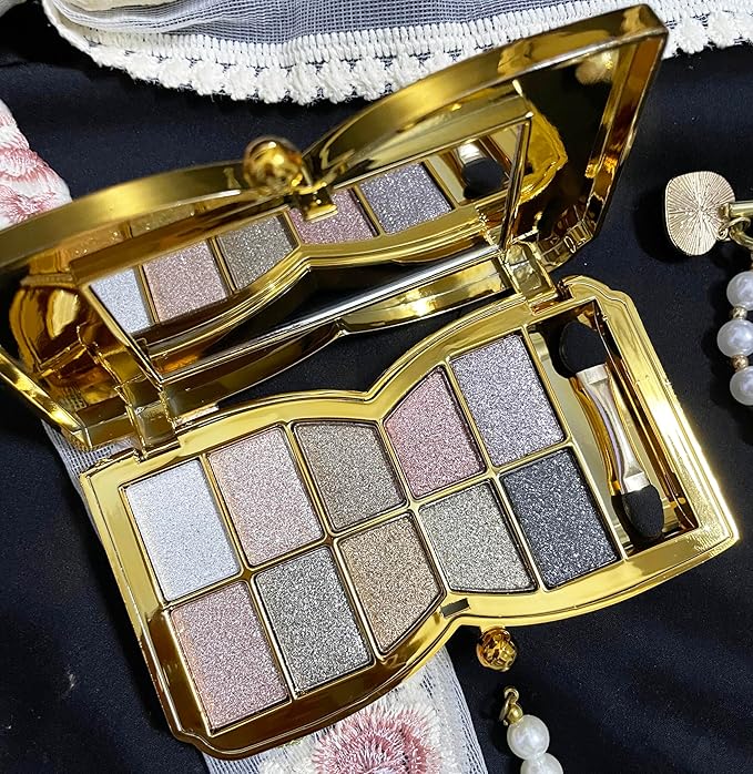 Glitter Eyeshadow Palette, 10 Colors Sparkle Shimmer & Matte Eye Shadow Highly Pigmented Waterproof Long Lasting Makeup Set (Color 6)