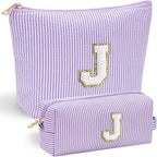 YOOLIFE Preppy Stuff for Teen Girls, Gifts for Teen Girls Birthday Gifts Idea for Mom Her | Personalized Cute Makeup Bag for Girlfriend | 21st Birthday Gifts for Her Makeup Pouch Monogram Makeup Bag J