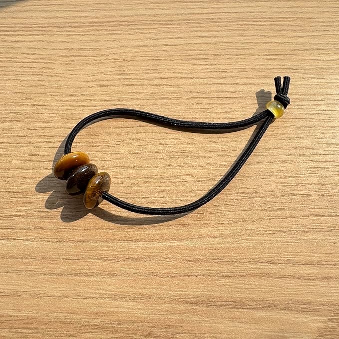 Elastic Hair Tie for Women Real Gemstone beads Ponytail Holders Hair Accessories hair elastic tie for Women Men (Tiger Eye)