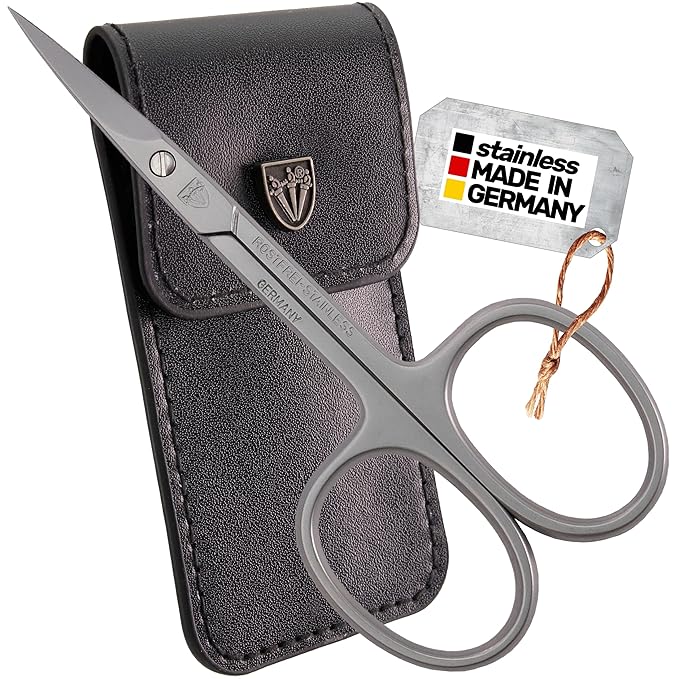 3 Swords Germany - brand quality STAINLESS STEEL INOX STRAIGHT CUTICLE SCISSORS (1 PIECE) with case for manicure pedicure - nail care by 3 Swords - Made in Germany