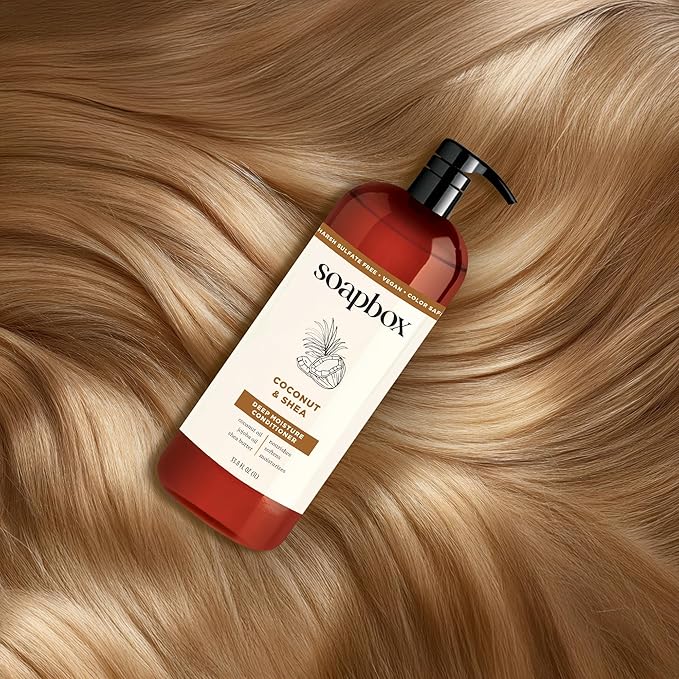 Soapbox Shampoo and Conditioner Set with Coconut Oil, Jojoba Oil, Aloe and Shea Butter to Moisturize and Nourish for All Hair Types, 1 Liter Each (Pack of 2)
