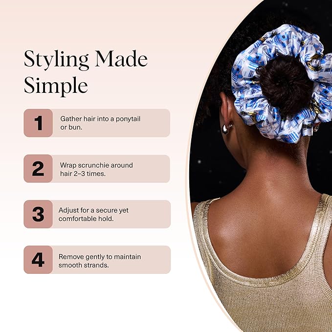 Kitsch x Star Wars R2-D2 & Stormtrooper Scrunchies for Women- Softer Than Silk Scrunchie - No Crease Hair Ties - Perfect For Day And Night Creaseless Hair Accessories for Girls | Ideal Gifts for Women