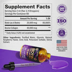 Liquid Biotin & Collagen 60,000 mcg - Vitamins for Hair Growth Support - Extra Strength Drops for Women & Men - Liquid Collagen Supplement - Strong Nails & Healthy Skin - Made in USA - 4 Fl Oz