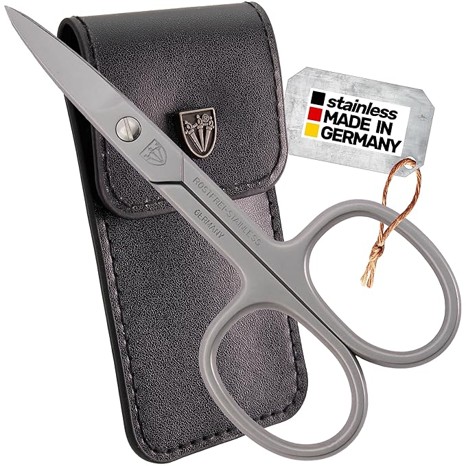 3 Swords Germany - brand quality STAINLESS STEEL INOX CURVED NAIL SCISSORS (1 PIECE) with case for manicure pedicure - nail care by 3 Swords - Made in Germany