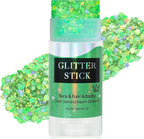 MEICOLY Light Green Body Glitter Stick,Green Accessories for Spirit Week,Alien Face Glitter,Hair Glitter for Women,Irish St Patricks Day Accessories,Festival Mermaid Chunky Makeup for Mardi Gras