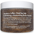 Arabica Coffee Scrub for Hands, Feet, and Body, Exfoliating Scrub with Collagen and Stem Cells, Face Cleanser for Cellulite, Fine Lines, and Stretch Marks, 12oz (1 Pack) by M3 Naturals