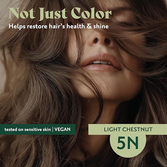Herbatint Permanent Hair Dye For Women - 5N Light Chestnut - For Up To 100% Gray Coverage of Resistant Gray Hair - Ammonia-Free, Alcohol-Free & Vegan - Salon Influenced Hair color 5.75 fl oz