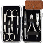 3 Swords Germany - brand quality 7 piece manicure pedicure grooming kit set for professional finger & toe nail care scissors clipper fashion leather case in gift box, Made by 3 Swords Germany (6301)