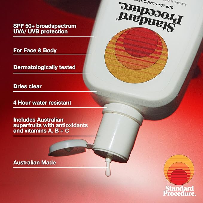 Standard Procedure. SPF 50+ Sunscreen, Broad Spectrum Face & Body Sunblock for Sun-Sensitive Skin, 4HR Water Resistant, Organic Formula, 8.5 oz
