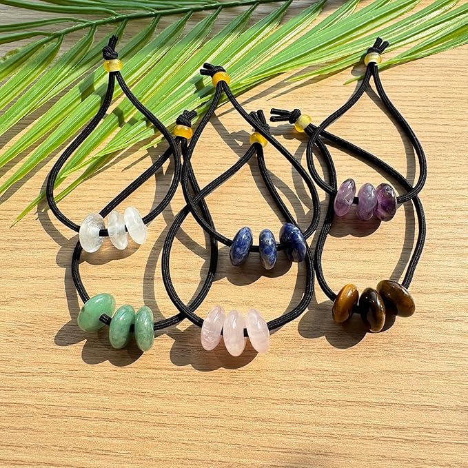 Elastic Hair Tie for Women Real Gemstone beads Ponytail Holders Hair Accessories hair elastic tie for Women Men (Tiger Eye)