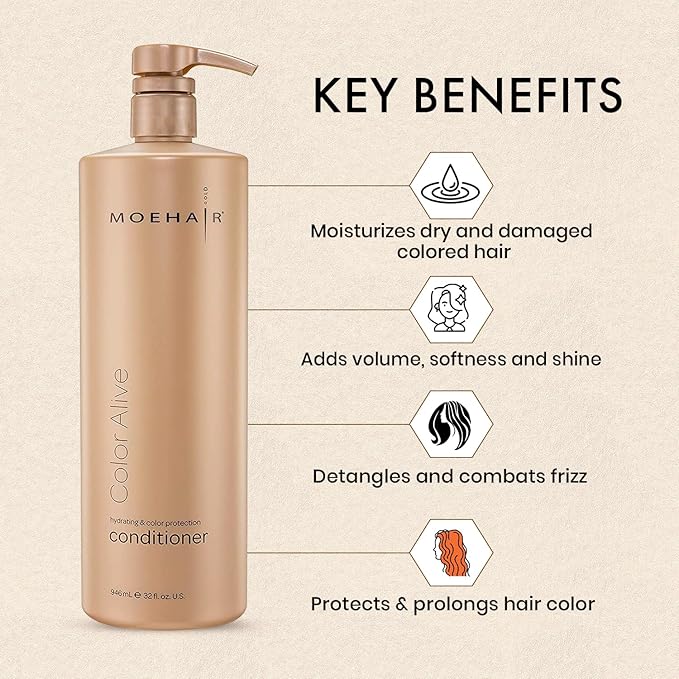 MOEHAIR Color Alive Conditioner | Hydrating & Nourishing | For Color Treated Hair | Paraben & Sulfate Free | Reduces Scalp Dryness | Softens & Detangles (32 Fl. Oz)