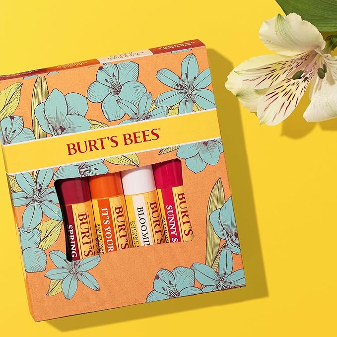 Burt's Bees Gifts Ideas - Just Picked Lip Balm Set, Pomegranate, Watermelon, Sweet Mandarin, Coconut & Pear, Natural Origin Lip Treatment, 4 Tubes, 0.15 oz.