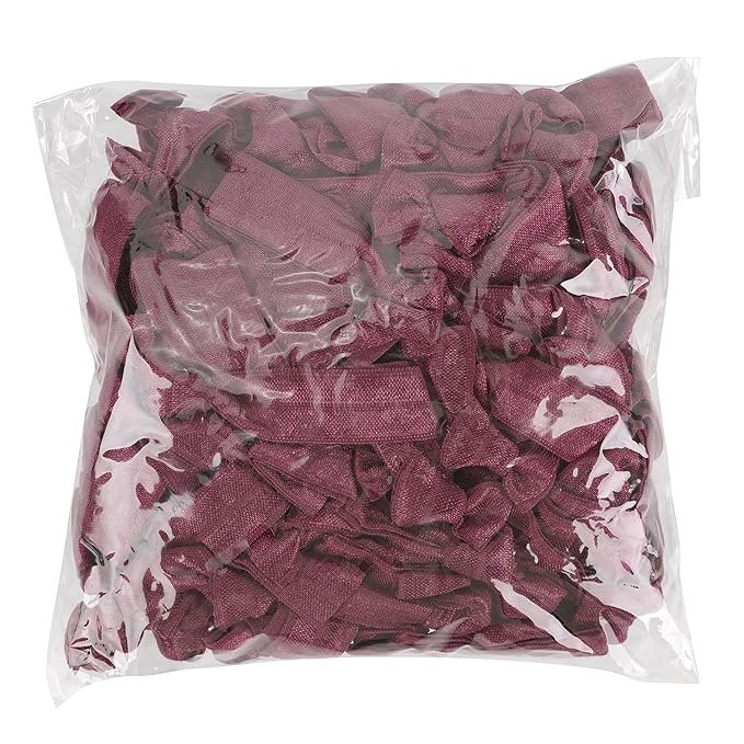 MEEDEE 100 Pack Burgundy Hair Ties For Women No Crease Soft Elastic Ribbon Dark Red Knotted Ouchless Hair Ribbon No Damage Hair Ties For Yoga Ponytails