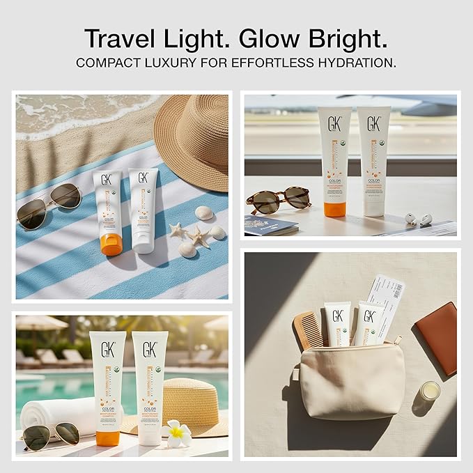 GK HAIR Travel Size Shampoo &Conditioner set-Curly Hair Shampoo & Conditioner For Color Protection-Made with Aloe vera,Parki Butter-Free of Parabens Phthalates & Sulfate Free (3.4 Fl Oz)