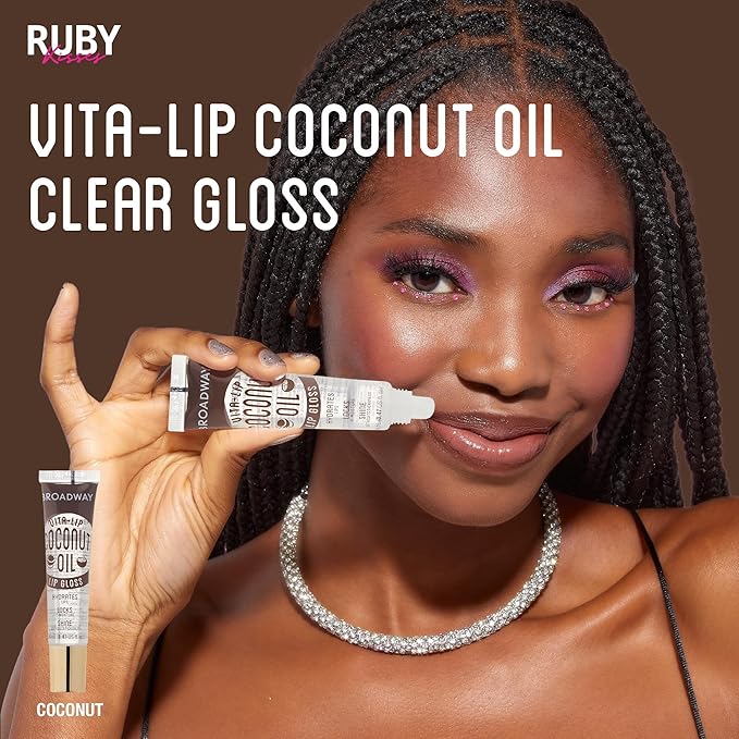 Ruby Kisses Broadway Vita-Lip Clear Lip Gloss (Coconut Oil 6 Pack), Ultra-Hydrating & Soothing Formula with Vitamin Oils, High-Shine Non-Sticky Finish, Healing Glossy Lip Balm Locks in Moisture
