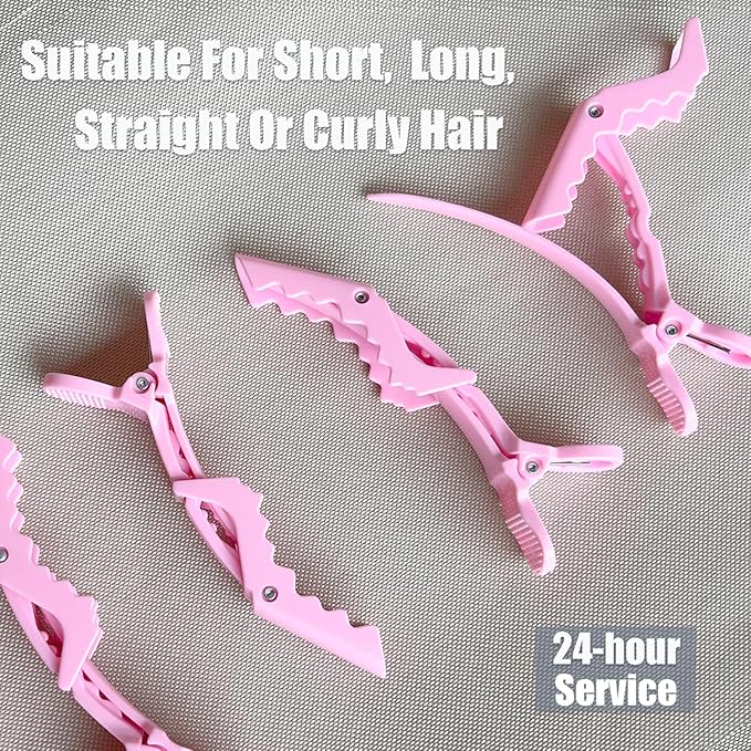 30 Pcs Alligator Hair Clip for Styling Sectioning - Salon Hair Clip for Thick Hair, Plastic Hair Styling Clip with Wide Teeth & Double-Hinged Design (Pink)
