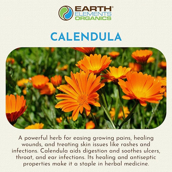 Calendula Oil with Sunflower Oil, Herbal Care for Chapped or Damaged Skin, Organic Skincare for All Skin Types - 1 fl oz