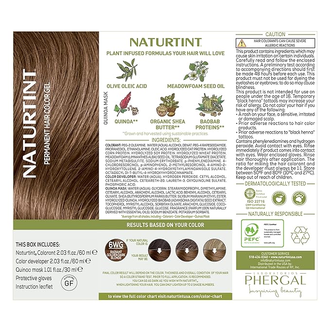 Naturtint 6WG Radiant Golden Dark Blonde Permanent Hair Color (Pack of 1), Ammonia Free, Vegan, Cruelty Free, up to 100% Gray Coverage, Long Lasting Results (Packaging may vary)