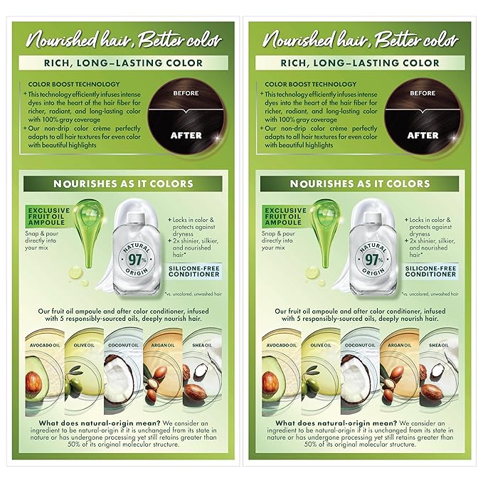 Garnier Hair Color Nutrisse Nourishing Creme, 20 Soft Black (Black Tea) Permanent Hair Dye, 2 Count (Packaging May Vary)