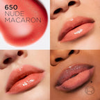 L'Oreal Paris Plump Ambition Hyaluron Lip Oil, 24 HR Lip Gloss with Hyaluronic Acid, Volumizing Formula with Glass-Like Shine, Nude Macaron 650, 0.16 Fl Oz