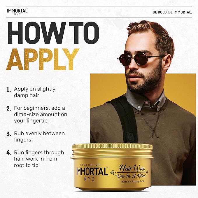 Immortal NYC One In A Million Hair Styling Product - 8 out of 9 Holding Ability, High Shine - All Natural Water-Based Formula for Men, No Residue, Suitable for All Hair Types